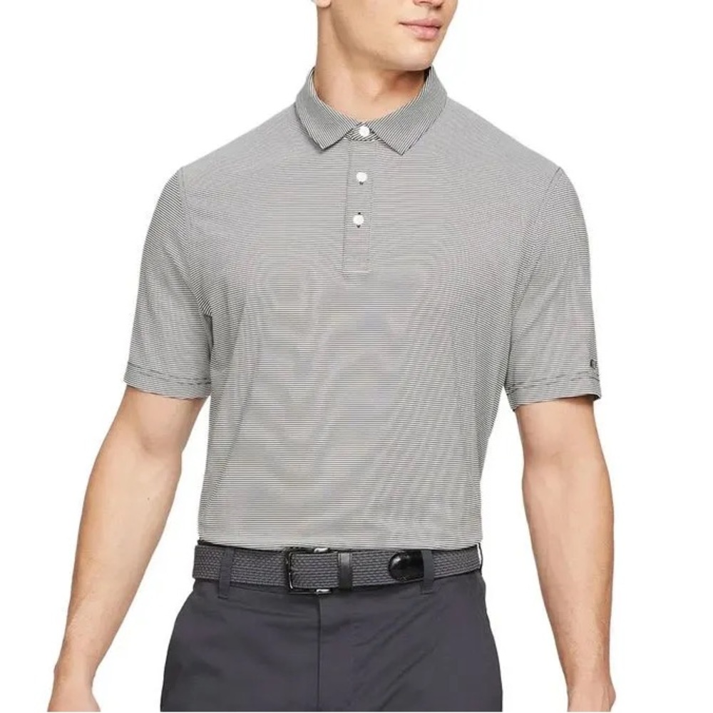 Nike Dri-Fit Player Polo, M, Black/White stripe, Like New!